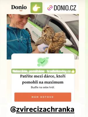 Sbírka na Donio na nový vůz zvířecí záchranky (screen redakce).
