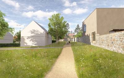 Vize pro obec Hradištko - průhled (vizualizace tým MENU architekti).