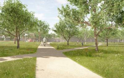 Vize pro obec Hradištko - sad školka (vizualizace tým MENU architekti).