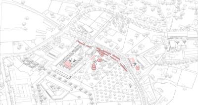 Vize pro obec Hradištko - schéma pouť (vizualizace tým MENU architekti).